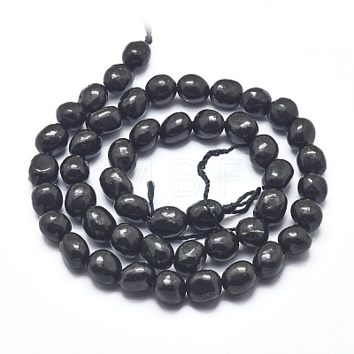 Natural Shungite Beads Strands G-F675-13A-1