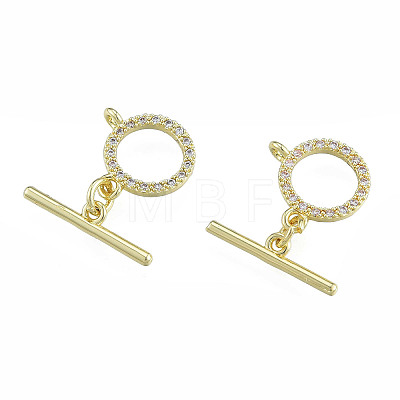 Brass Micro Pave Clear Cubic Zirconia Toggle Clasps KK-N259-22-1