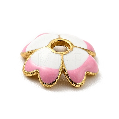 4-Petal Alloy Enamel Bead Caps LS-FIND-G029-06G-01-1