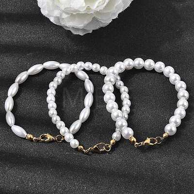 Plastic Pearl Beaded Bracelets for Women BJEW-L716-01G-1