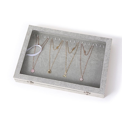 Velvet Necklace Presentation Boxes with Visible Window PW-WG16935-01-1