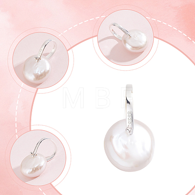 1Pc Natural Pearl Flat Round Pendants STER-BBC0009-63-1