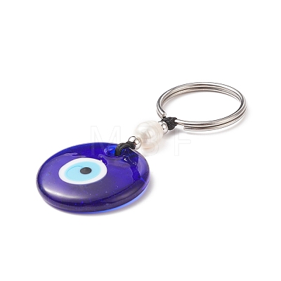 Handmade Lampwork Blue Evil Eye Keychain Key Ring KEYC-JKC00385-02-1