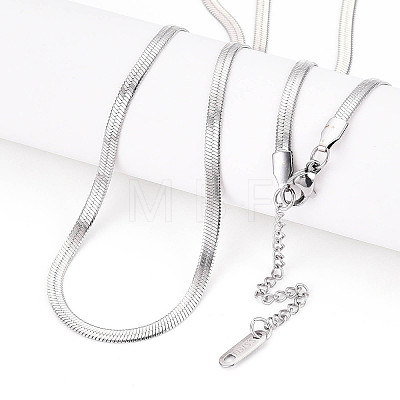 Anti-Tarnish 3mm Stainless Steel Flat Snake Chain Necklaces for Men Women NJEW-G160-03P-1