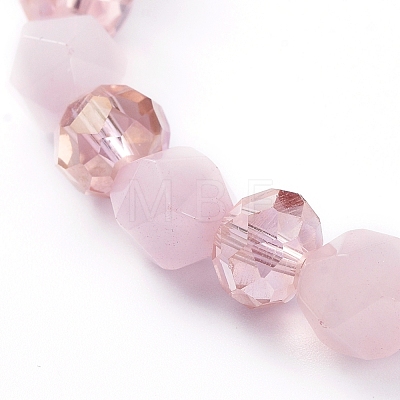Natural Rose Quartz Gemstone Stretch Bracelets BJEW-JB05024-03-1