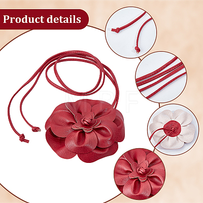 PU Leather Flower Knot Tie Waist Belts AJEW-GF0014-11B-1