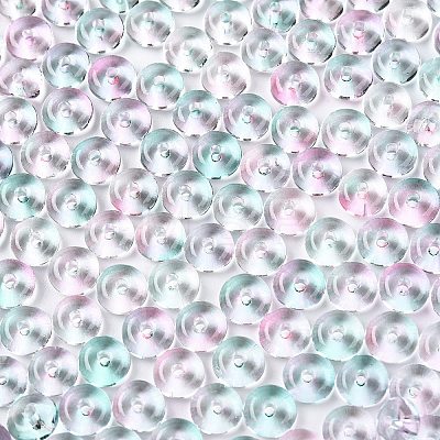 Spray Painted Transparent Glass Seed Beads SEED-T007-05E-1