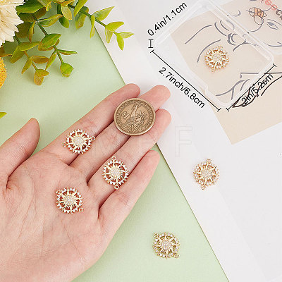 8Pcs Brass Micro Pave Clear Cubic Zirconia Connector Charms ZIRC-BBC0001-48-1