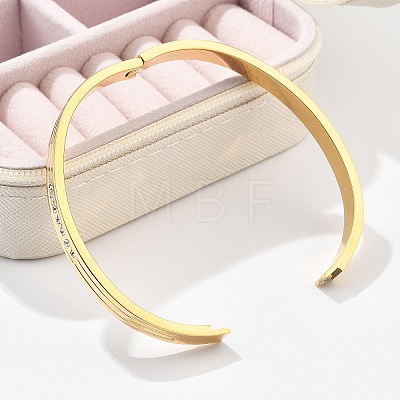 304 Stainless Steel Rhinestone Bangles for Women BJEW-Z092-17G-1