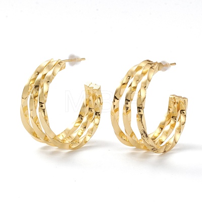 Brass Half Hoop Earrings EJEW-A056-39G-1