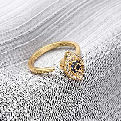 Brass Micro Pave Cubic Zirconia Rotating Cuff Rings RJEW-S636-02G-1