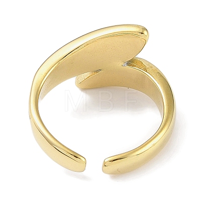 Leaf 304 Stainless Steel Rhinestone Cuff Ring for Women RJEW-C099-03G-02-1