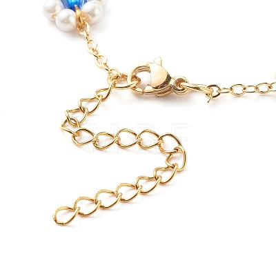 Shell Pearl & Acrylic Beads Flower Link Bracelets X1-BJEW-TA00003-03-1