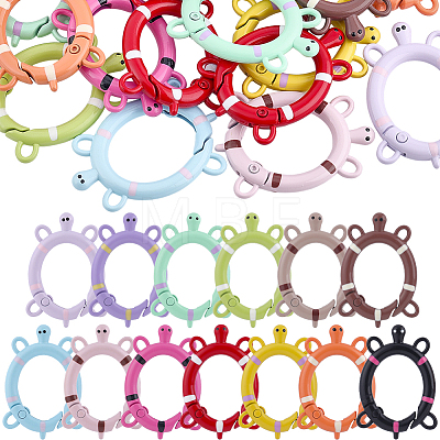 26Pcs 13 Colors Spray Printed Alloy Spring Gate Rings FIND-SC0022-40-1