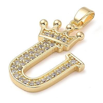 Rack Plating Brass Micro Pave Cubic Zirconia Pendants KK-D535-01U-RS-1