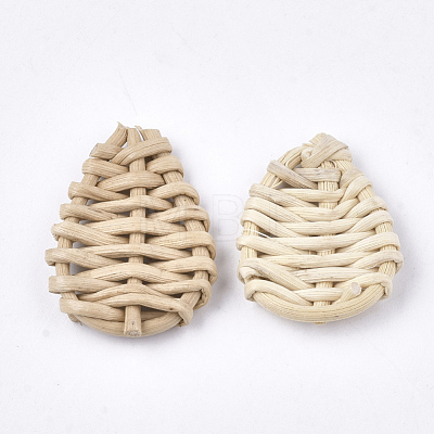 Handmade Reed Cane/Rattan Woven Beads X-WOVE-T006-018-1