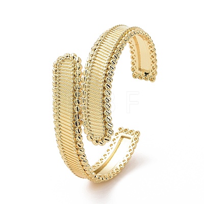 Brass Rectangle Open Cuff Bangle for Women BJEW-E072-01G-1