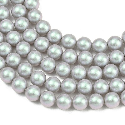 Frosted Glass Pearl Beads Strands GLAA-A044-08A-14-1