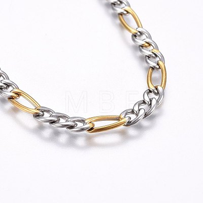 304 Stainless Steel Figaro Chain Bracelets BJEW-I266-02GP-1