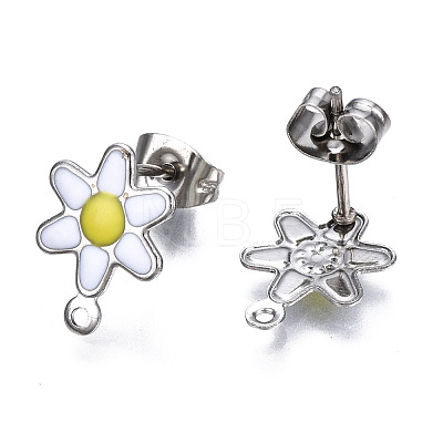 304 Stainless Steel Enamel Stud Earring Findings STAS-T052-43P-07-1