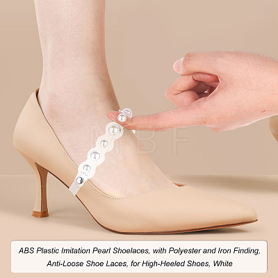 ABS Plastic Imitation Pearl Shoelaces FIND-WH0117-54B-1