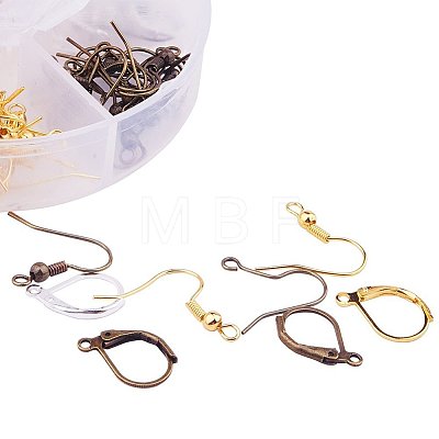 Multicolor Brass 15mm Leverback Earring Findings and 19mm Earring Hooks Sets for Jewelry Making KK-PH0015-06-1