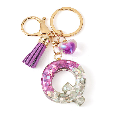 Alloy Resin Heart Keychains KEYC-TADJ0002-01G-Q-1