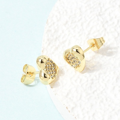 Brass Micro Pave Cubic Zirconia Stud Earrings for Women KK-CBABCD6-07G-1
