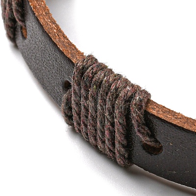 6Pcs 6 Style Adjustable Braided Imitation Leather Cord Bracelet Sets BJEW-F458-04-1