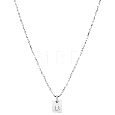 1Pc Stainless Steel Letter Rectangle Pendant Necklaces NJEW-LP0001-34B-P-1