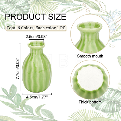  6Pcs 6 Colors Mini Ceramic Floral Vases for Home Decor BOTT-NB0001-04-1