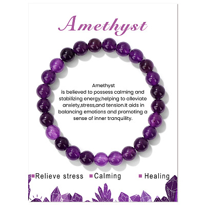 Natural Amethyst Beaded Stretch Bracelets PW-WG7FE75-02-1