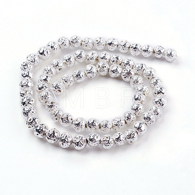 Electroplated Natural Lava Rock Bead Strands G-E429-01-6mm-S-1