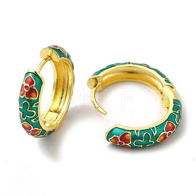 Flower Enamel Hoop Earrings EJEW-H091-04G-1