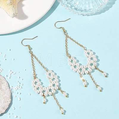 Shell Pearl Beads Dangle Earrings EJEW-JE07453-1