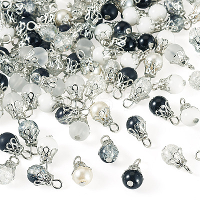 100Pcs Mixed Styles Glass Pendants PALLOY-TADJ00009-1