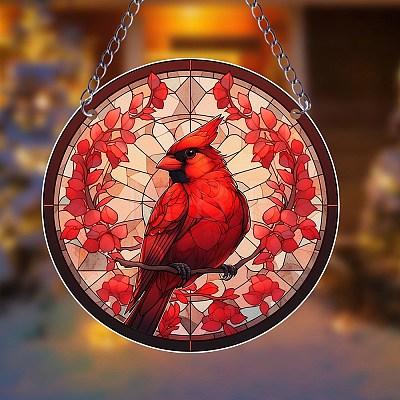 Cardinal & Leaf Acrylic Window Hanging Ornaments PW-WGA55A8-01-1