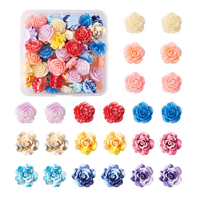 Craftdady 72Pcs 2 Style 6 Colors Smudged Color Opaque Resin Cabochons RESI-CD0001-19-1