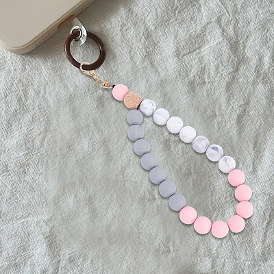 1Pc Silicone & Wood Pendant Decorations HJEW-BM0001-61A-1
