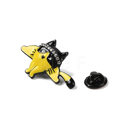 Black Zinc Alloy Rhinestone Brooches JEWB-E037-01EB-05-1