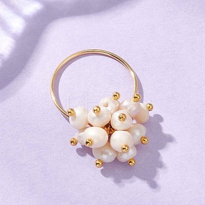 Natural Cultured Freshwater Pearl Finger Rings RJEW-JR01002-1