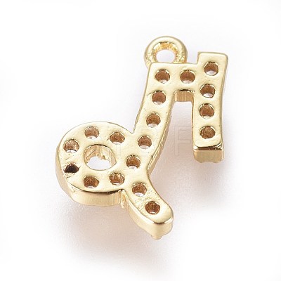 Golden Plated Brass Micro Pave Cubic Zirconia Charms ZIRC-L075-51F-1