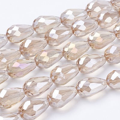 Electroplate Glass Beads Strands X-EGLA-D015-15x10mm-25-1