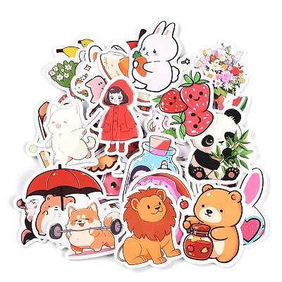 50Pcs Cartoon Animals Paper Self-Adhesive Picture Stickers STIC-C010-07-1