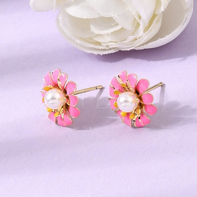 Brass Enamel Stud Earrings KK-CBA8324-27G-03-1