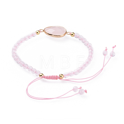 Adjustable Natural Rose Quartz Braided Bead Bracelets BJEW-JB04559-04-1