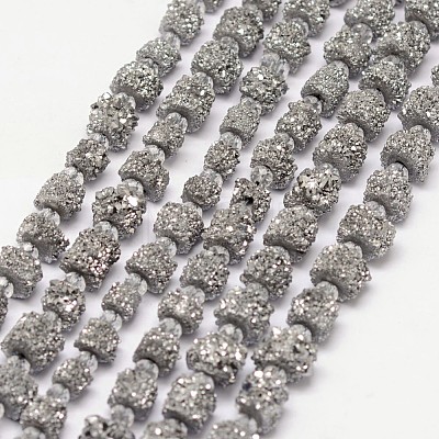 Electroplate Natural Druzy Crystal Bead Strands G-F304-03XS-B-1