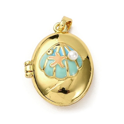 Brass Enamel Locket Pendants X-KK-F912-06G-1