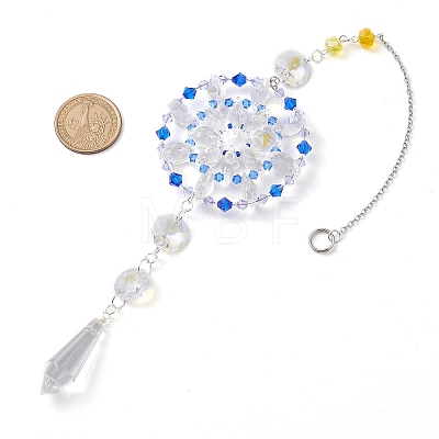 Glass Beaded Flower Hanging Ornaments HJEW-TA00187-1