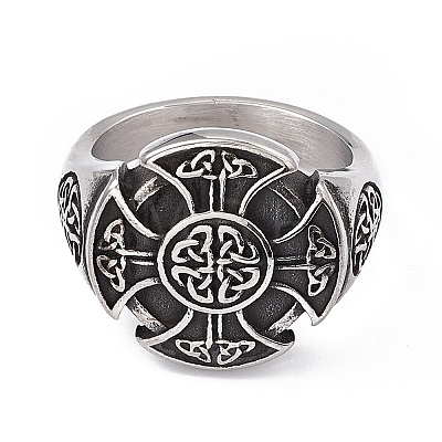 Gothic Knot 304 Stainless Steel Finger Ring RJEW-F137-05AS-1
